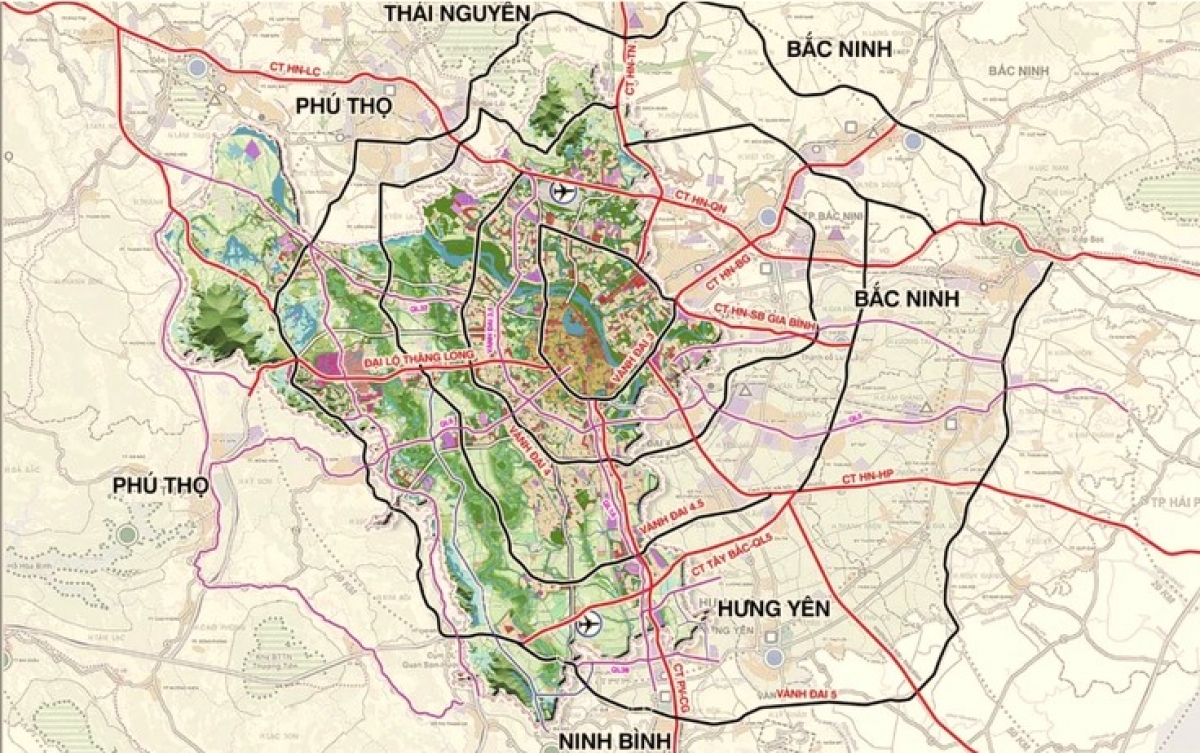Mạng lưới giao thông quy hoạch Thủ đô tầm nhìn 100 năm (nguồn Internet)