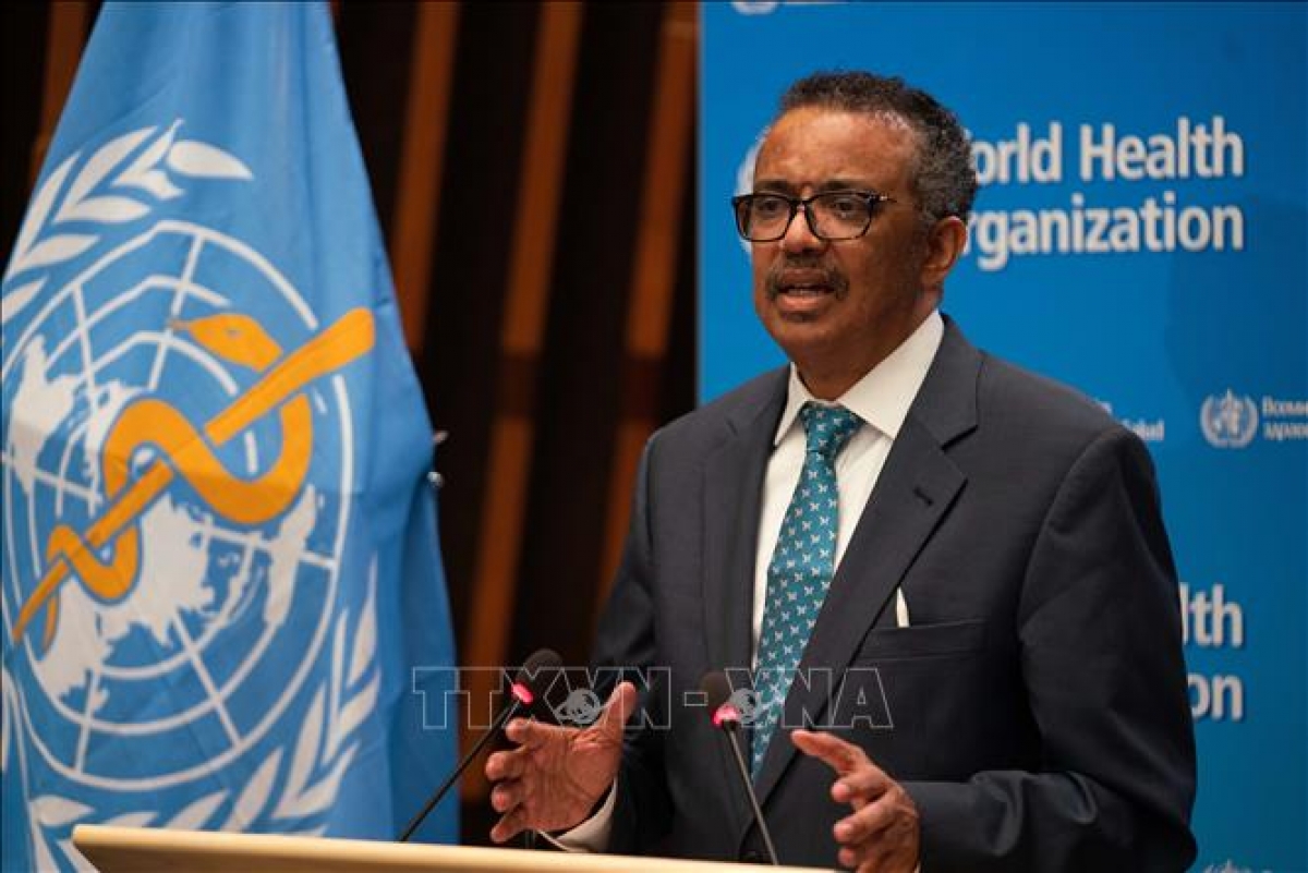 Tổng Giám đốc WHO Tedros Adhanom Ghebreyesus phát biểu tại một hội nghị ở Geneva, Thụy Sĩ. Ảnh tư liệu: THX/TTXVN