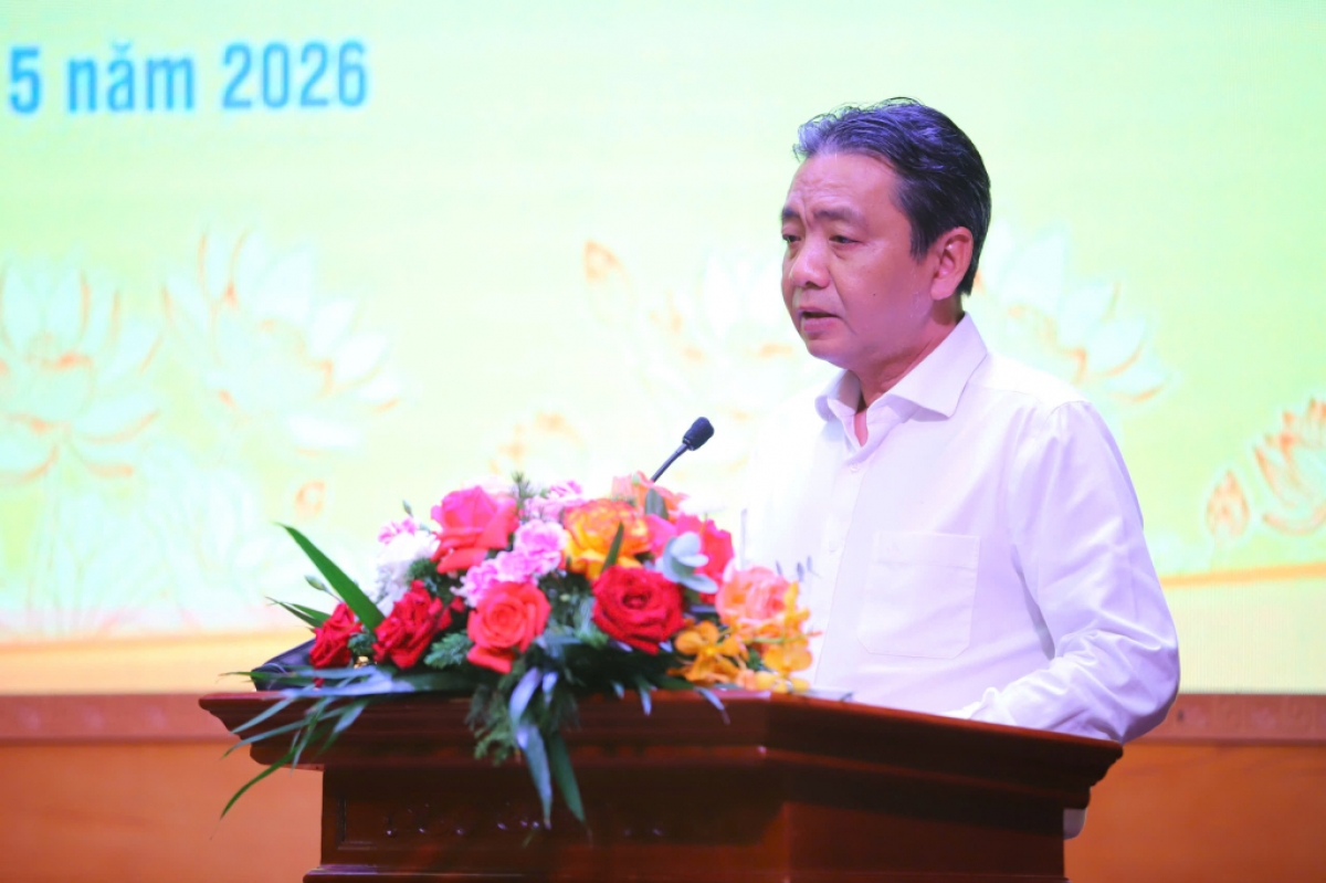 Ông Hoàng Đạo Cương, Thứ trưởng Bộ Văn hoá, Thể thao và Du lịch, Trưởng ban chỉ đạo công tác xây dựng hồ sơ phát biểu tại sự kiện.