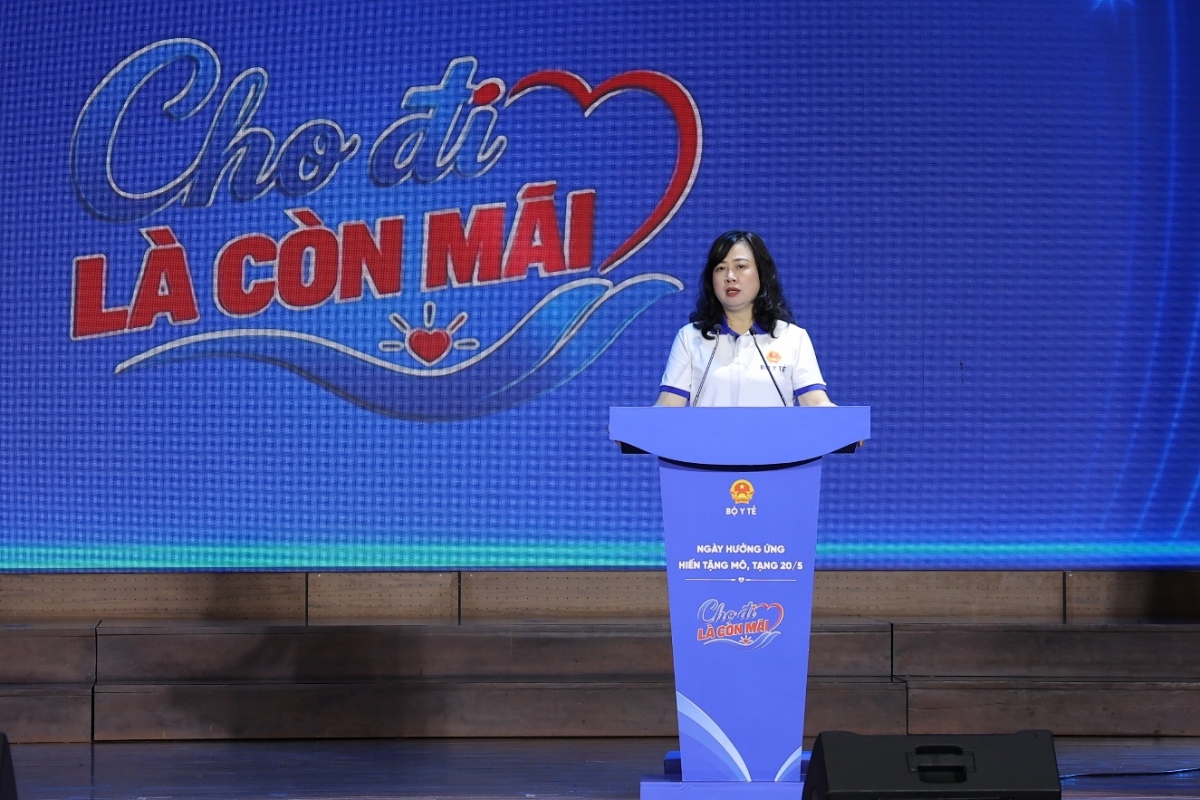 Bộ trưởng Bộ Y tế Đào Hồng Lan phát biểu khai mạc
Chương trình “Ngày hưởng ứng Hiến tặng mô, tạng 20/5- Cho đi là còn mãi”