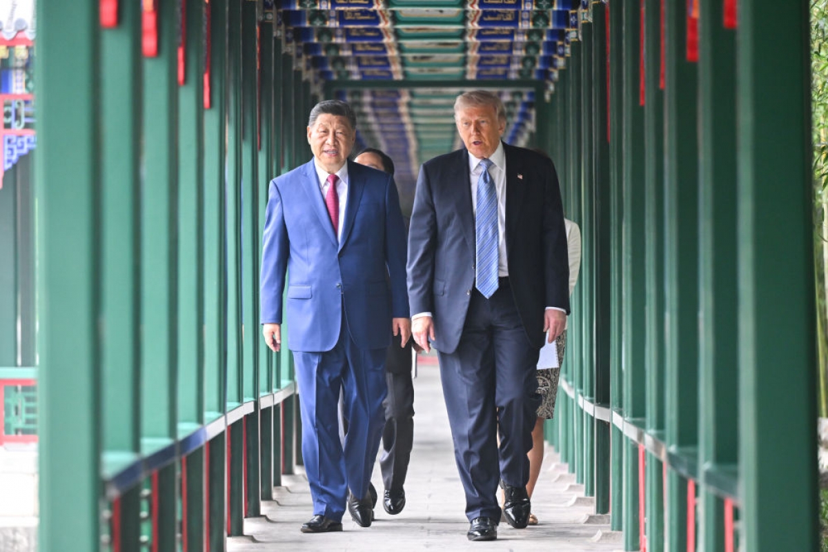 Chủ tịch Trung Quốc Tập Cận Bình và Tổng thống Mỹ Donald Trump tại Trung Nam Hải. Ảnh: Tân Hoa xã.