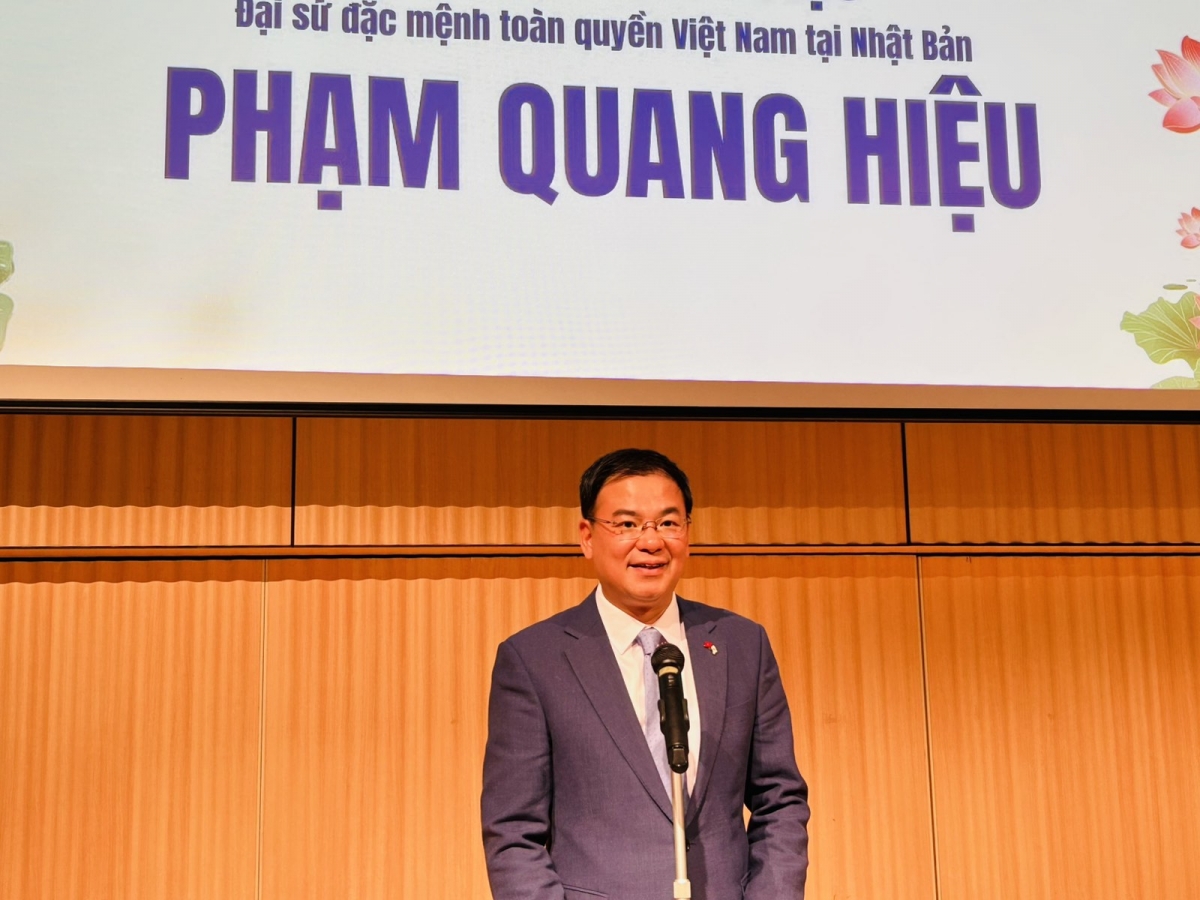 Đại sứ Phạm Quang Hiệu phát biểu tại sự kiện Ảnh VOV Tokyo