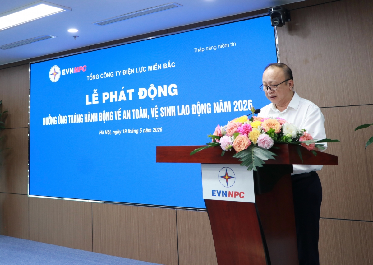Ông Vũ Anh Phương – Phó TGĐ EVNNPC phát động hưởng ứng Tháng hành động về ATVSLĐ năm 2026