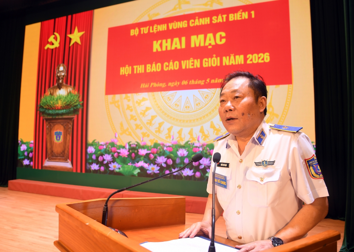 Thiếu tướng Trần Văn Hậu, Chính ủy Bộ Tư lệnh Vùng Cánh sát biển 1 phát biểu khai mạc