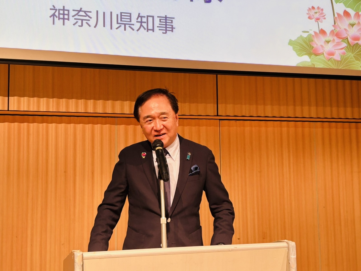 Thống đốc Kuroiwa Yuji phát biểu tại sự kiện. Ảnh VOV Tokyo