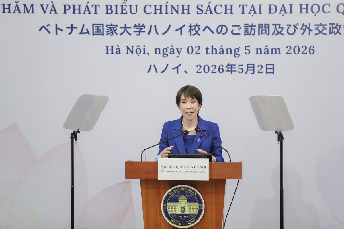 Thủ tướng Nhật Bản Takaichi Sanae phát biểu tại Đại học Quốc gia Hà Nội_Ảnh VNU