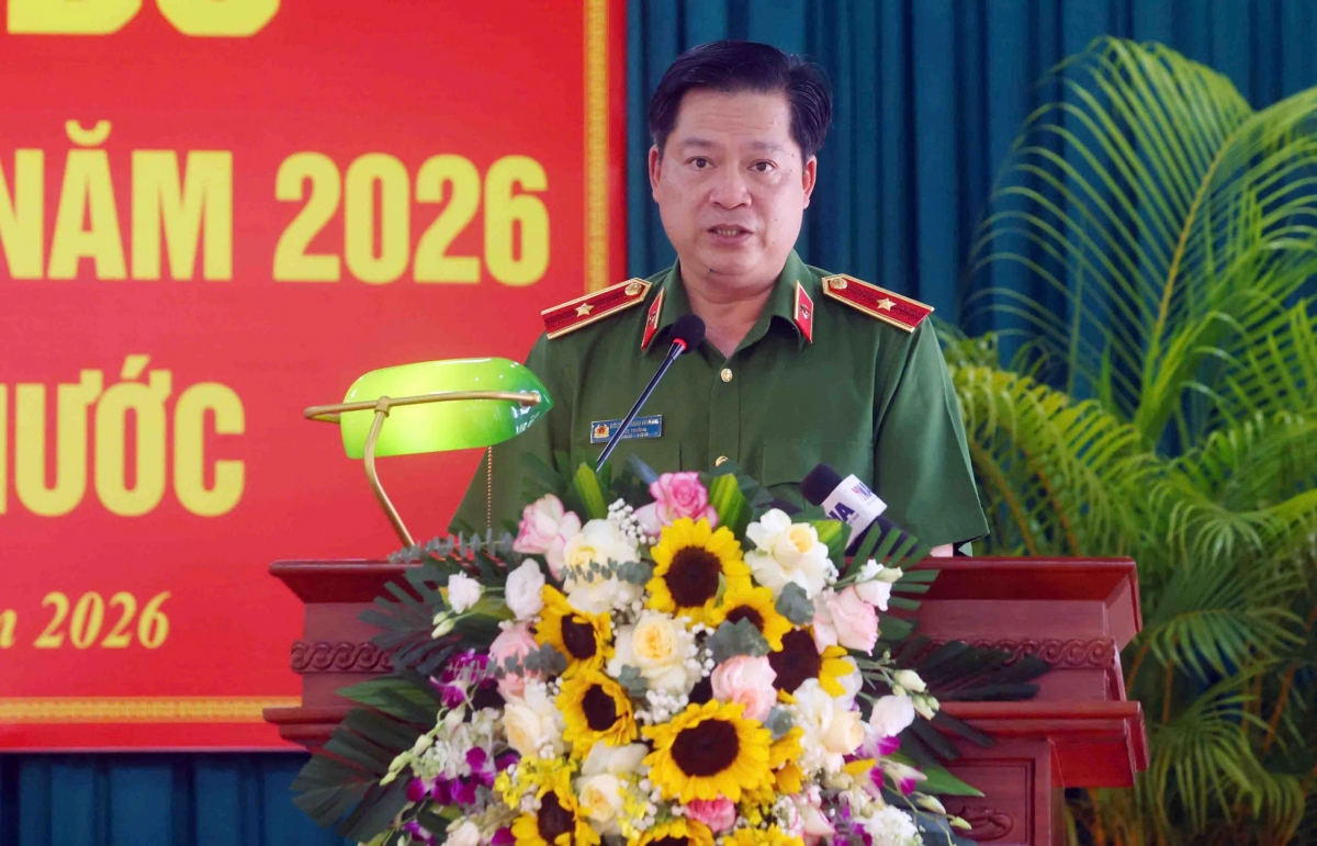 Thiếu tướng Nguyễn Thanh Trường, Cục trưởng C10 phát biểu tại buổi lễ