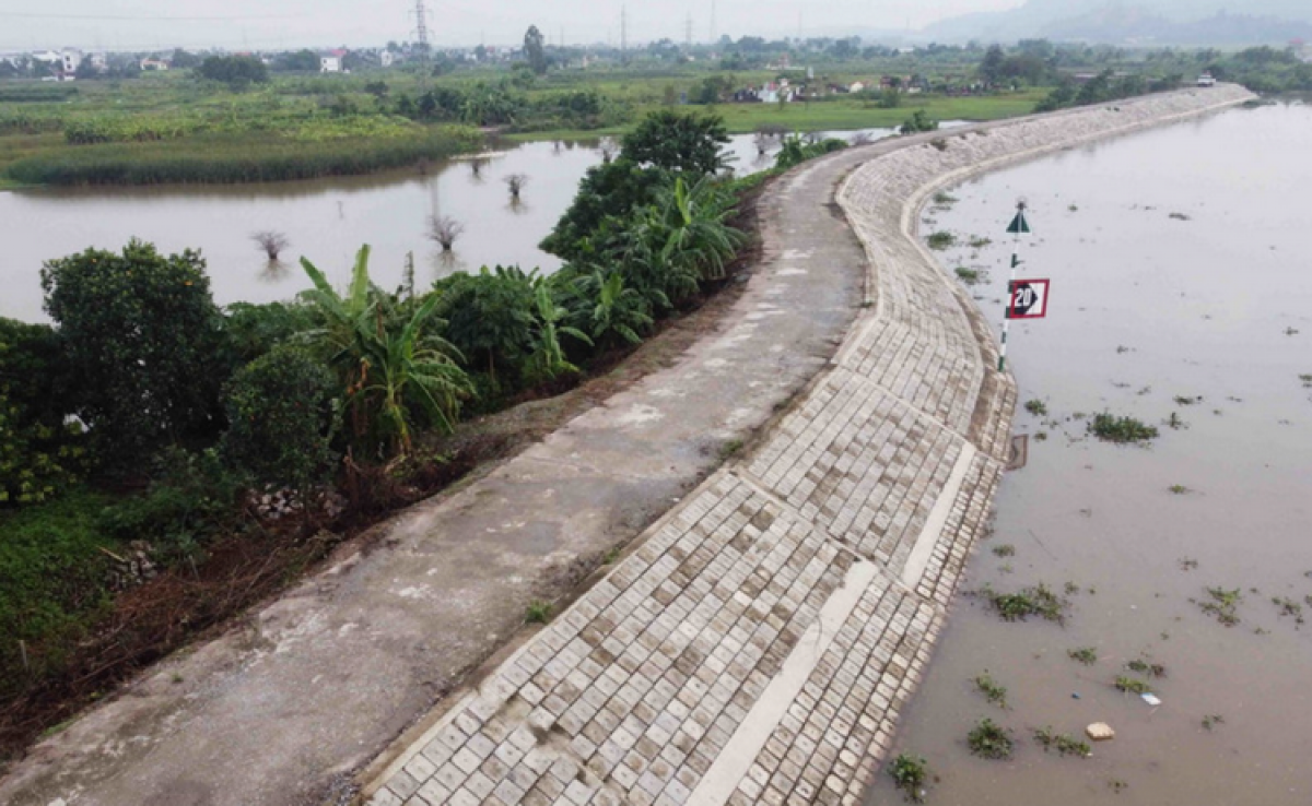Một đoạn kè đê tả sông Lạch Tray thuộc thuộc TP.Hải Phòng, được đầu tư nâng cấp