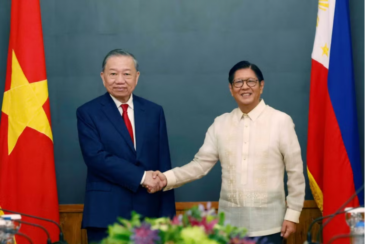 Tổng Bí thư, Chủ tịch nước Tô Lâm và Tổng thống Philippines Ferdinand Romualdez Marcos Jr. chụp ảnh chung trước hội đàm - Ảnh: TTXVN