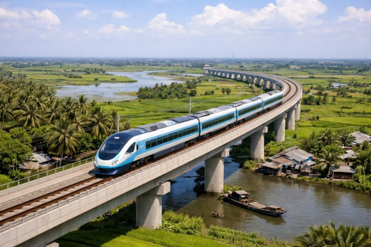 Theo nghiên cứu, khoảng 56% chiều dài tuyến đường sắt TP.HCM - Cần Thơ đi trên cao - Ảnh minh họa: AI
