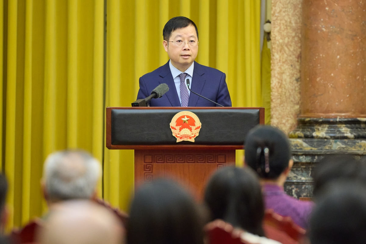 Tổng Giám đốc Đài Truyền hình Việt Nam Nguyễn Thanh Lâm phát biểu báo cáo.