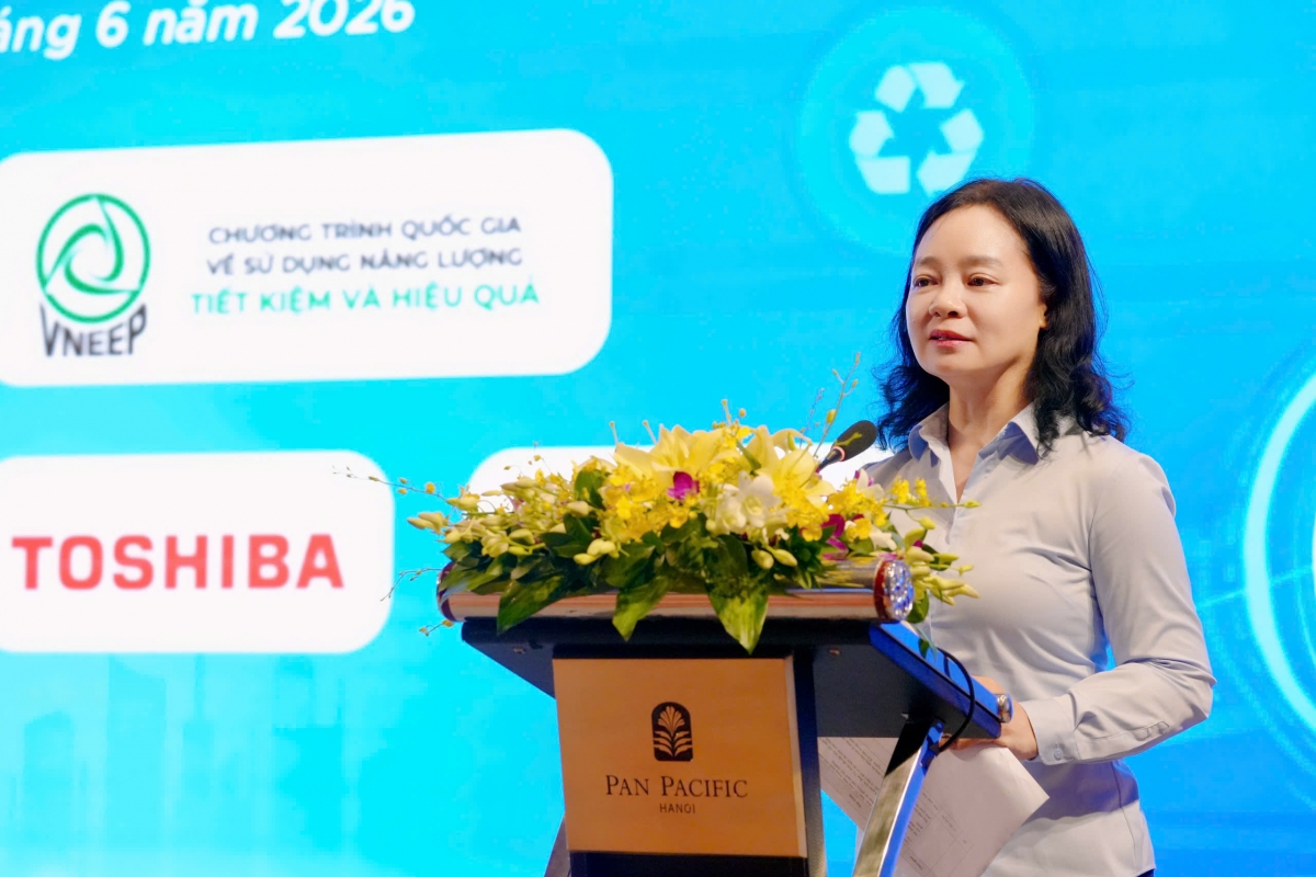 Bà Nguyễn Thị Lâm Giang - Cục trưởng Cục Đổi mới sáng tạo, Chuyển đổi xanh và Khuyến công, Bộ Công Thương: "Qua các khảo sát, đánh giá thực tế, ngành công nghiệp Việt Nam có thể tiết kiệm từ 20 đến 30% mức tiêu thụ năng lượng".