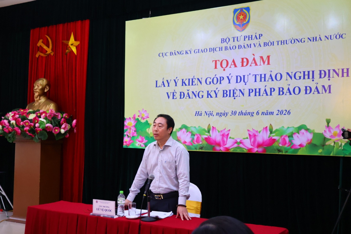 Ông Lê Vệ Quốc, Cục trưởng Cục Đăng ký giao dịch bảo đảm và Bồi thường Nhà nước