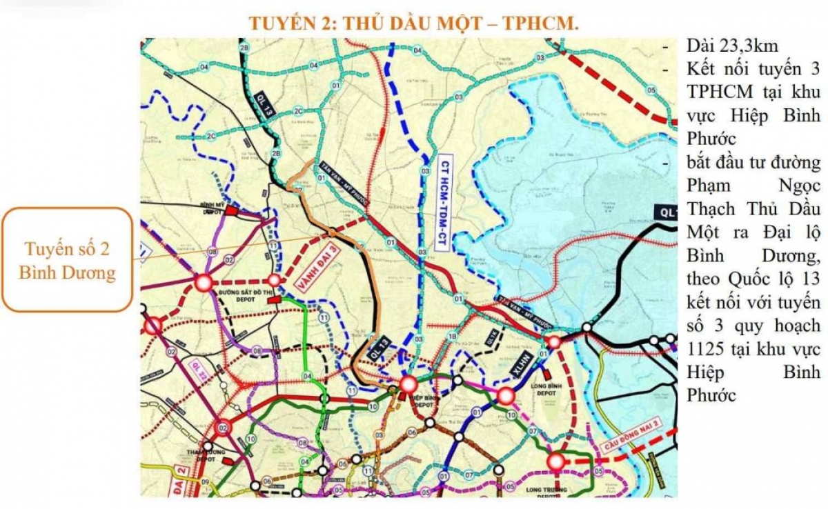 Đề xuất kéo dài tuyến Thủ Dầu Một - TP.HCM từ 23,3km lên 38,9km (ảnh: MAUR)