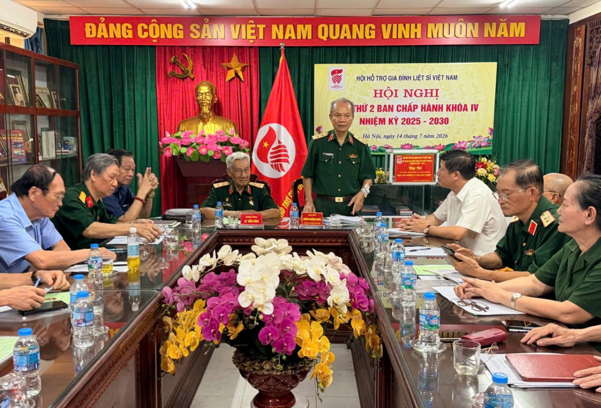 Trung tướng Hoàng Khánh Hưng, Chủ tịch Hội Hỗ trợ gia đình liệt sĩ Việt Nam phát biểu