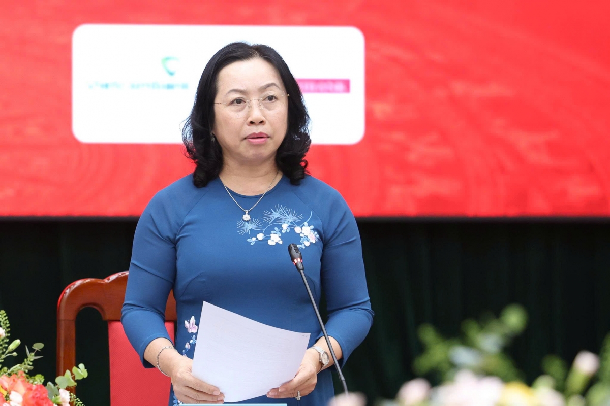 Bà Thái Thu Xương, Phó Chủ tịch Tổng Liên đoàn Lao động Việt Nam phát biểu tại sự kiện