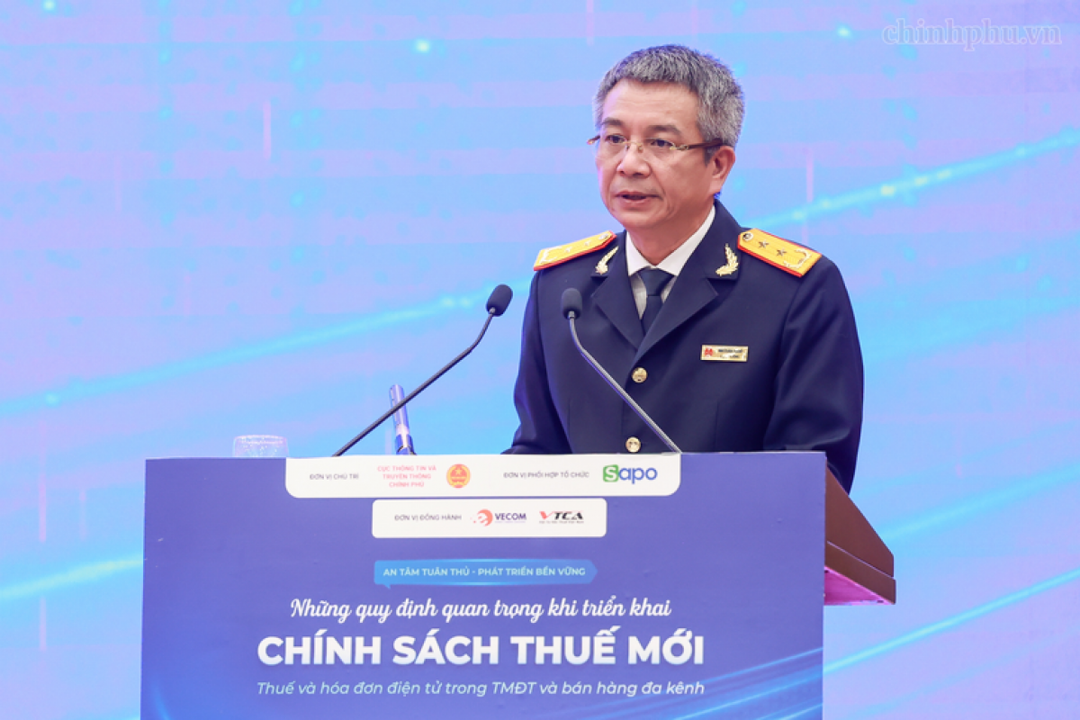 Ông Mai Xuân Thành, Cục trưởng Cục Thuế (Bộ Tài chính) phát biểu khai mạc Hội thảo 