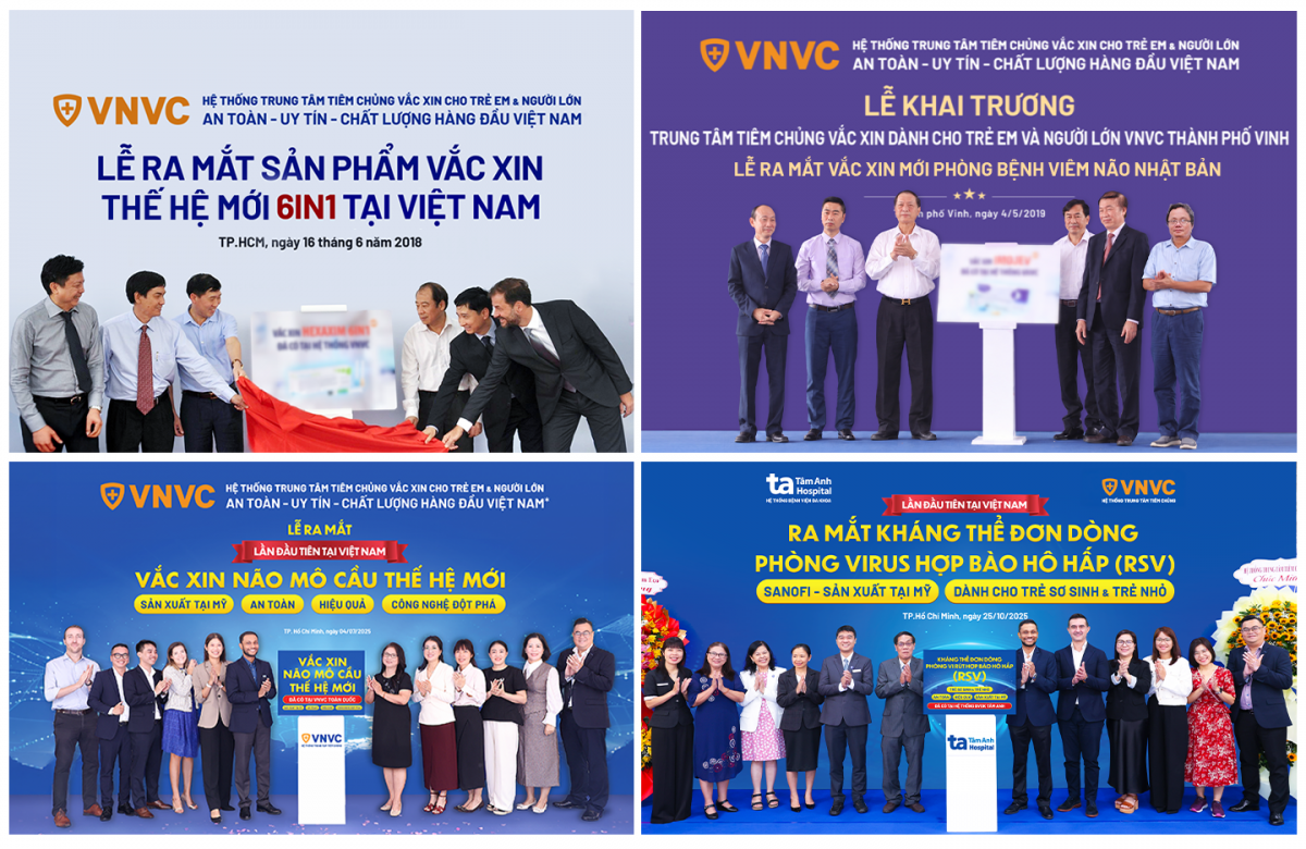 VNVC và Sanofi ( Pháp) đã đưa về và triển khai tiêm tại Việt Nam nhiều loại vắc xin thế hệ mới cần thiết cho trẻ em và người lớn, như vắc xin 6 trong 1, viêm não Nhật Bản, não mô cầu ACYW, kháng thể đơn dòng RSV