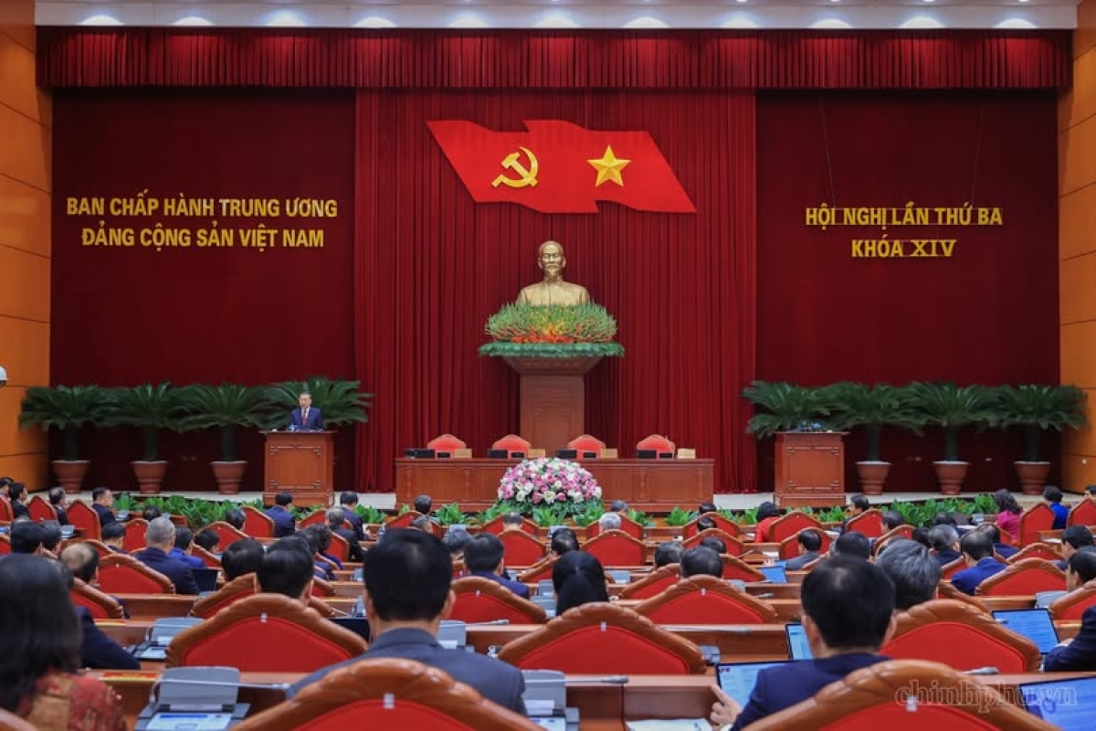 Quang cảnh Hội nghị lần thứ ba Ban Chấp hành Trung ương Đảng khóa XIV.
