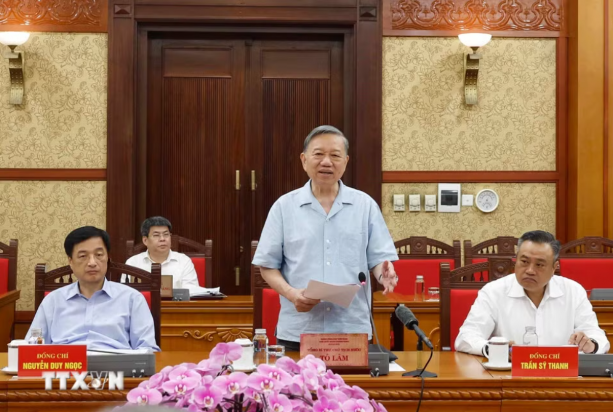 Tổng Bí thư, Chủ tịch nước Tô Lâm làm việc với Ban Thường vụ Đảng uỷ Thanh tra Chính phủ
(ảnh: Thống Nhất/TTXVN)