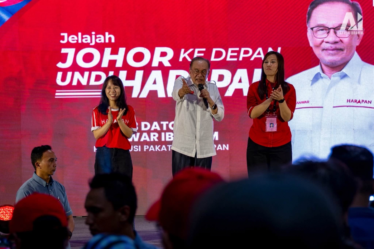 Thủ tướng Malaysia Anwar Ibrahim tại một sự kiện vận động tranh cử ở bang Johor. Ảnh: Facebook Anwar Ibrahim