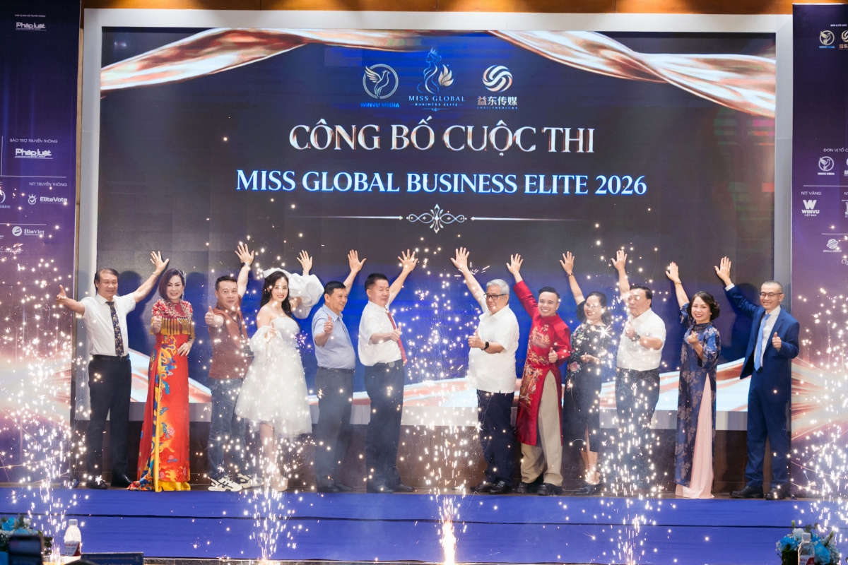 Các đại biểu thực hiện nghi thức công bố cuộc thi Miss Global Business Elite 2026 – Hoa hậu Doanh nhân Tinh hoa Toàn cầu 2026.