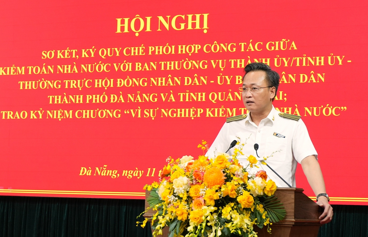 Tổng Kiểm toán Nhà nước Nguyễn Hữu Nghĩa phát biểu tại Hội nghị