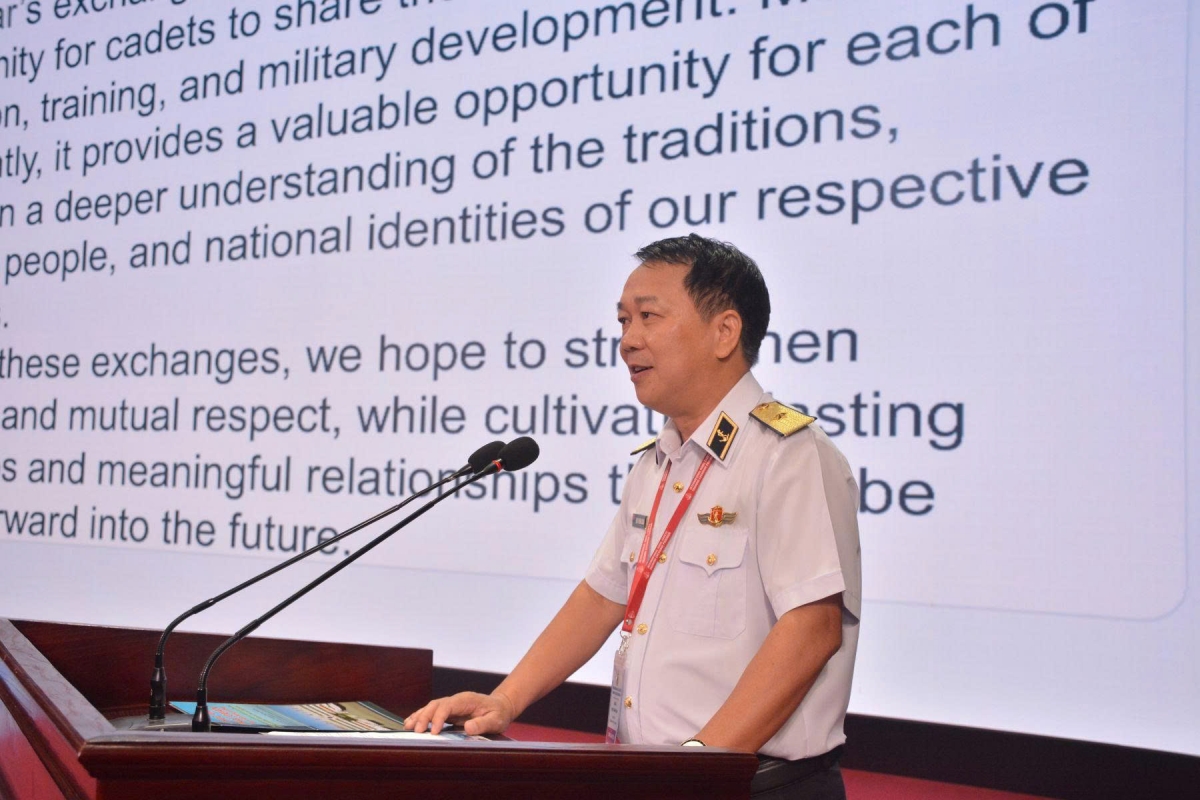 Chuẩn Đô đốc, PGS. TS Ngô Thành Công, Giám đốc Học viện Hải quân phát biểu khai mạc INCATEP 2026