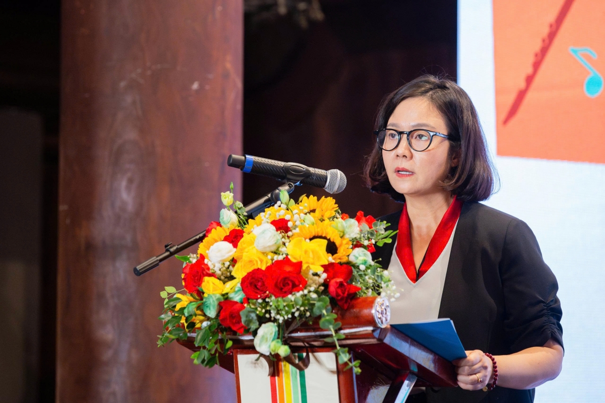 Bà Lê Thị Ánh Mai, Phó Giám đốc Sở Văn hoá, Thể thao và Du lịch thành phố Hà Nội phát biểu tại sự kiện.