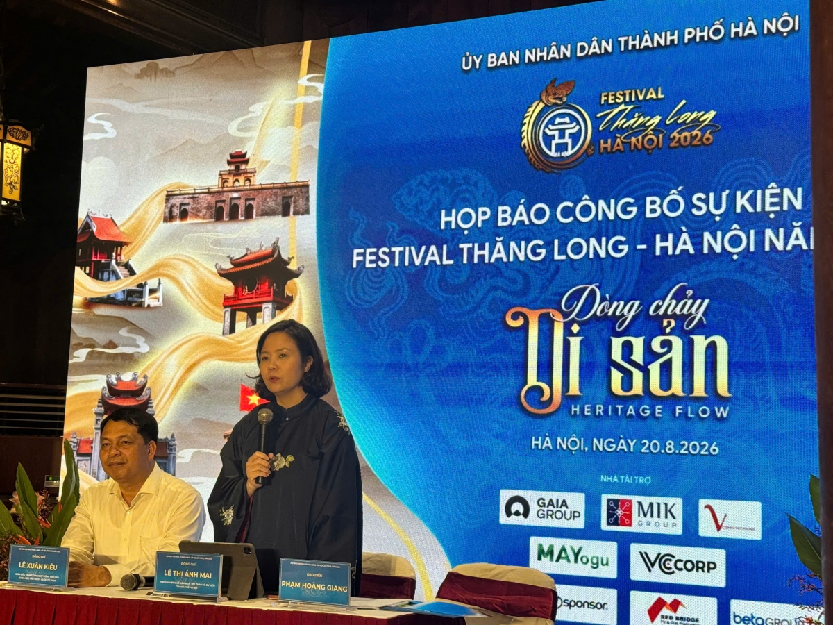 Bà Lê Thị Ánh Mai, Phó Giám đốc Sở Văn hóa, Thể thao và Du lịch thành phố Hà Nội thông tin các sự kiện trọng tâm của Festival Thăng Long Hà Nội lần thứ 2.