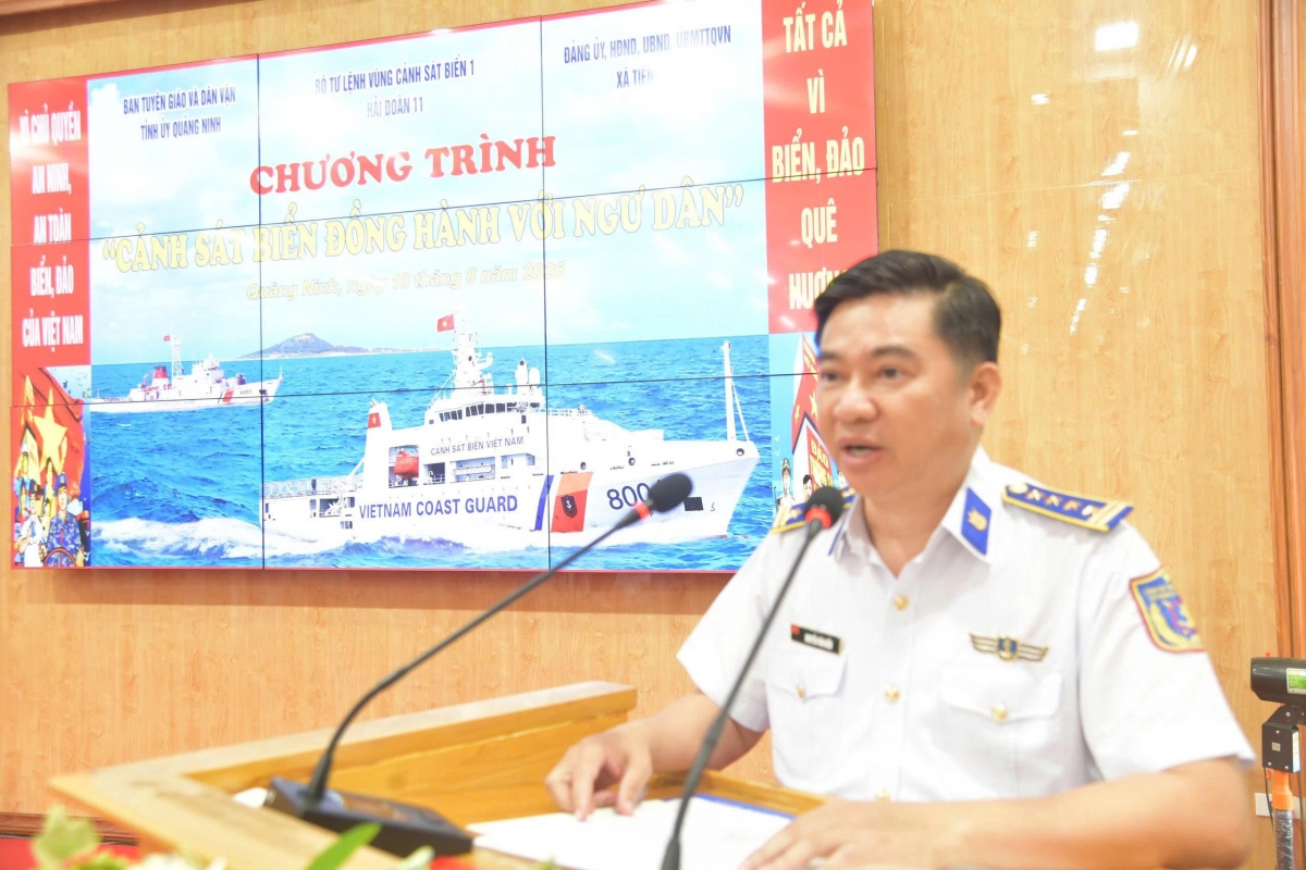 Đại tá Nguyễn Văn Hiền, Bí thư Đảng ủy, Chính ủy Hải đoàn 11 phát biểu 