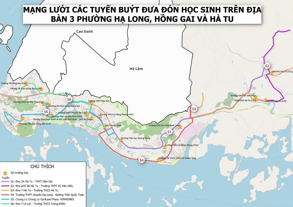 6 tuyến xe buýt dự kiến triển khai trên 3 phường theo Đề án của Sở Xây dựng tỉnh Quảng Ninh.