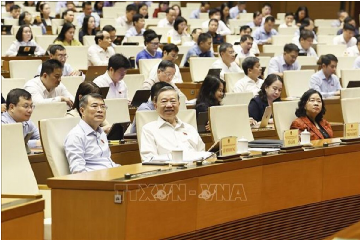 Tổng Bí thư, Chủ tịch nước Tô Lâm và các đồng chí lãnh đạo Đảng, Nhà nước dự phiên họp. Ảnh : TTXVN