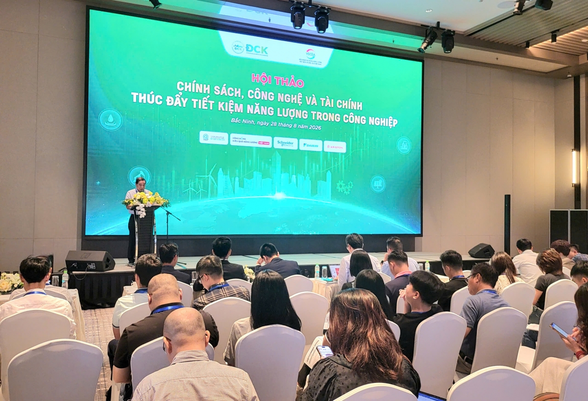 Chủ tịch Hội Khoa học và công nghệ sử dụng năng lượng tiết kiệm và hiệu quả Việt Nam (VECEA) Nguyễn Đình Hiệp phát biểu tại hội thảo
