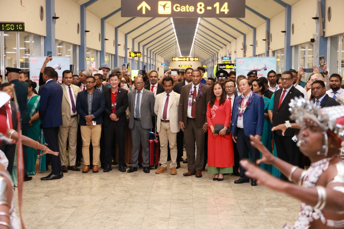 Lễ đón chuyến bay đầu tiên của Vietjet tới Sri Lanka.