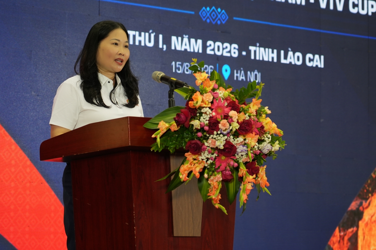 Bà Vũ Thị Hiền Hạnh, Phó Chủ tịch Ủy ban nhân dân tỉnh Lào Cai phát biểu tại sự kiện.