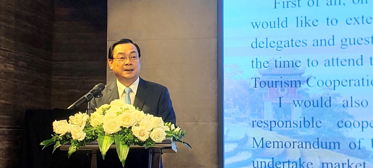 Ông Nguyễn Trùng Khánh - Cục trưởng Cục Du lịch Quốc gia Việt Nam phát biểu tại Lễ ký kết.
 