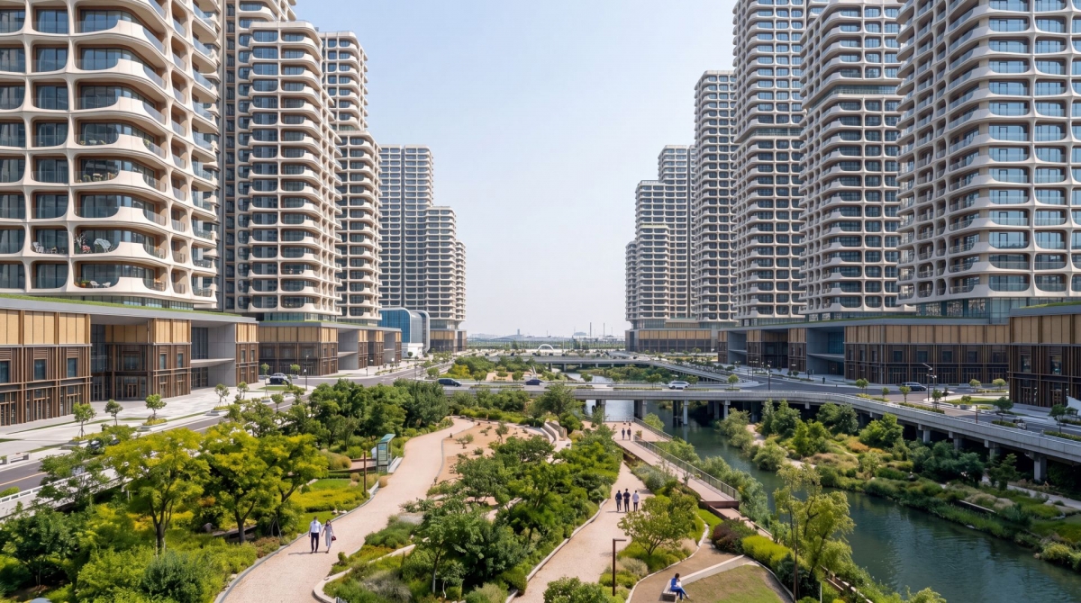 Phối cảnh Khu đô thị đa mục tiêu tại phường Lĩnh Nam.