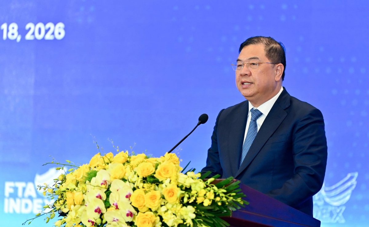 Ủy viên Bộ Chính trị, Phó Thủ tướng Thường trực Chính phủ Phạm Gia Túc phtas biểu chỉ đạo tại Lễ công bố FTA Index 2025