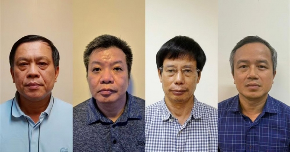 Các đối tượng (từ trái qua): Nguyễn Bá Hoan, Tống Hải Nam, Nguyễn Gia Liêm, Phạm Viết Hương. (Ảnh: Bộ Công an)