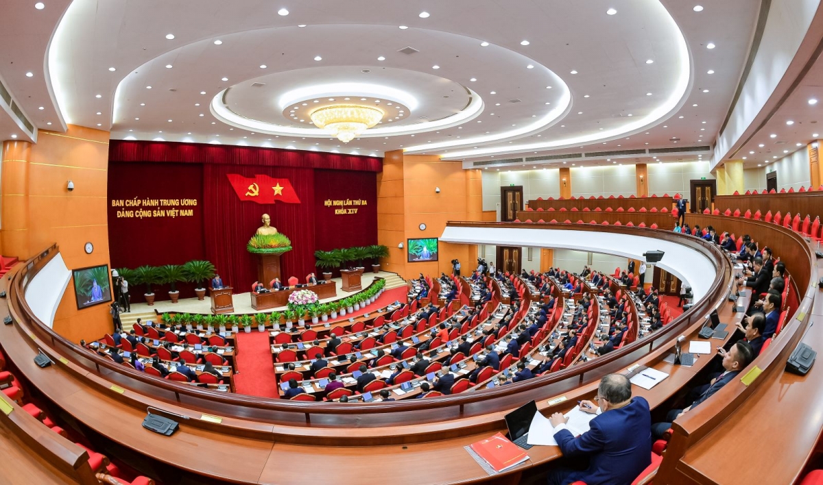 Quang cảnh Hội nghị lần thứ ba Ban Chấp hành Trung ương Đảng khóa XIV.