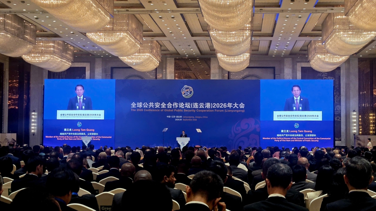 Đại tướng Lương Tam Quang, Ủy viên Bộ Chính trị, Bộ trưởng Bộ Công an phát biểu tại Diễn đàn