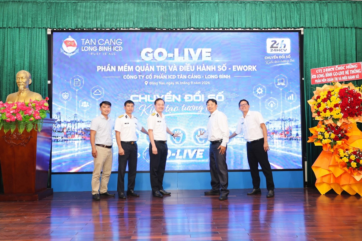Lãnh đạo ICD Tân cảng - Long Bình và đối tác thực hiện nghi thức go-live eWork