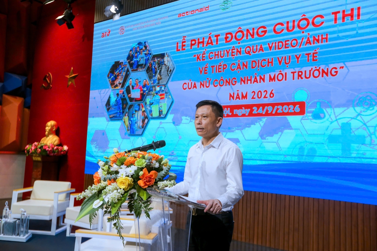 PGS.TS Nguyễn Thành Lợi – Phó Giám đốc Cơ quan Báo và Phát thanh, Truyền hình Hà Nội, Trưởng Ban Tổ chức phát động Cuộc thi “Kể chuyện qua video/ảnh về tiếp cận dịch vụ y tế của nữ công nhân môi trường” năm 2026.