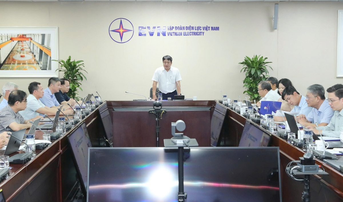 Tổng giám đốc EVN Nguyễn Anh Tuấn phát biểu chỉ đạo tại buổi làm việc