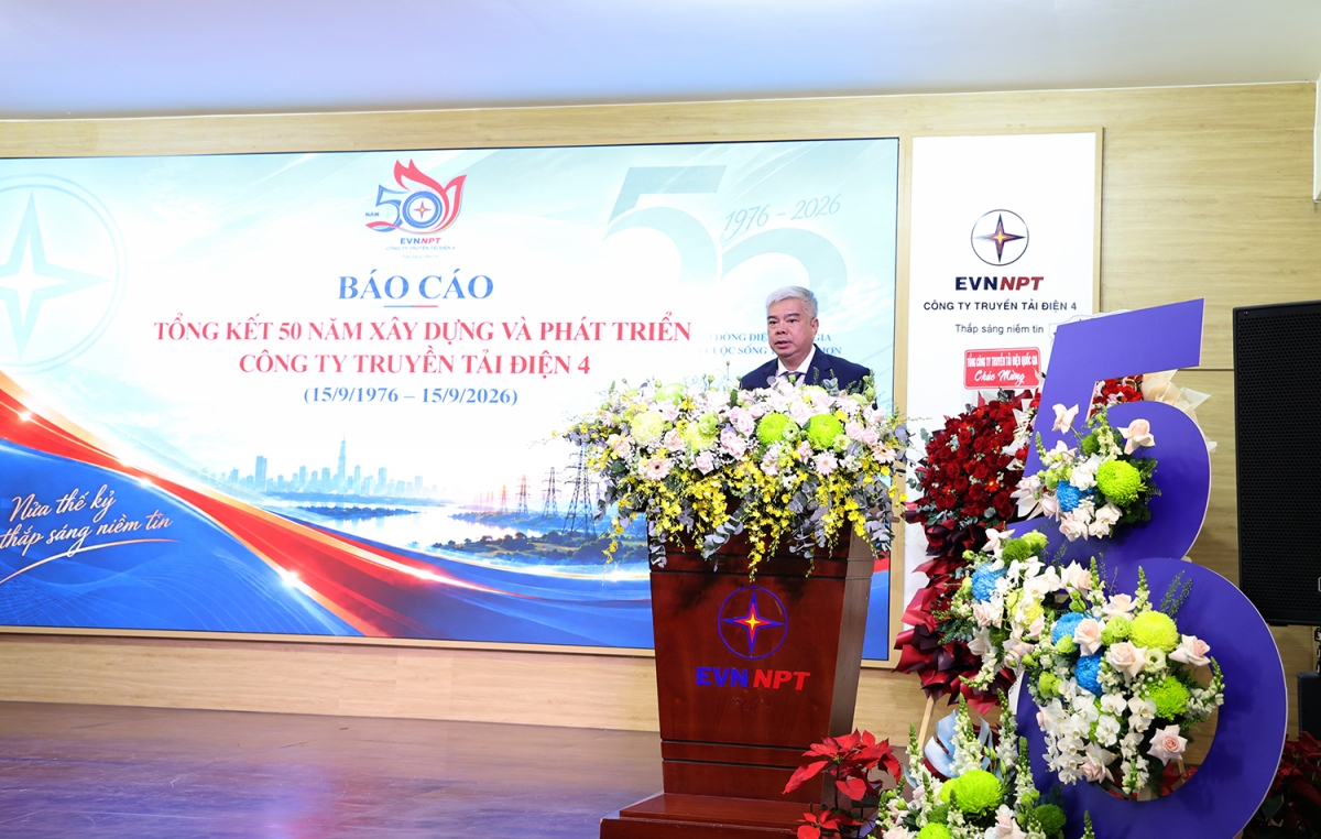 Giám đốc PTC4 Nguyễn Văn Hóa báo cáo tại Lễ kỷ niệm