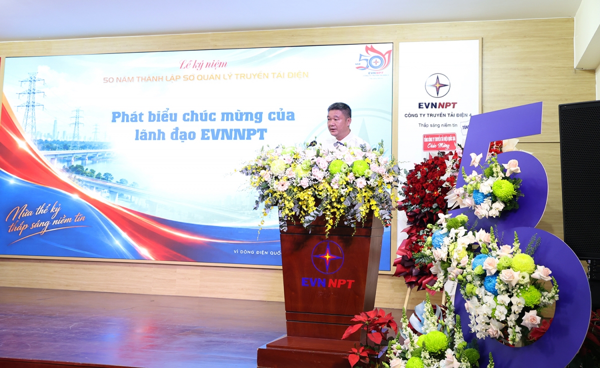 Quyền Tổng giám đốc EVNNPT Hoàng Xuân Khôi phát biểu tại buổi lễ kỷ niệm