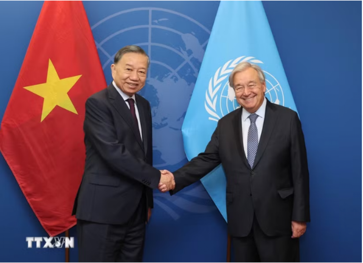 Tổng Bí thư, Chủ tịch nước Tô Lâm gặp Tổng Thư ký Liên Hợp Quốc António Guterres - Ảnh: TTXVN