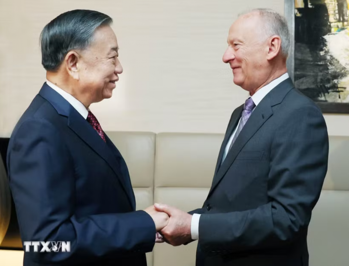 Tổng Bí thư, Chủ tịch nước Tô Lâm tiếp Trợ lý Tổng thống, Chủ tịch Hội đồng Biển Liên bang Nga Nikolai Patrushev (Ảnh: TTXVN)
