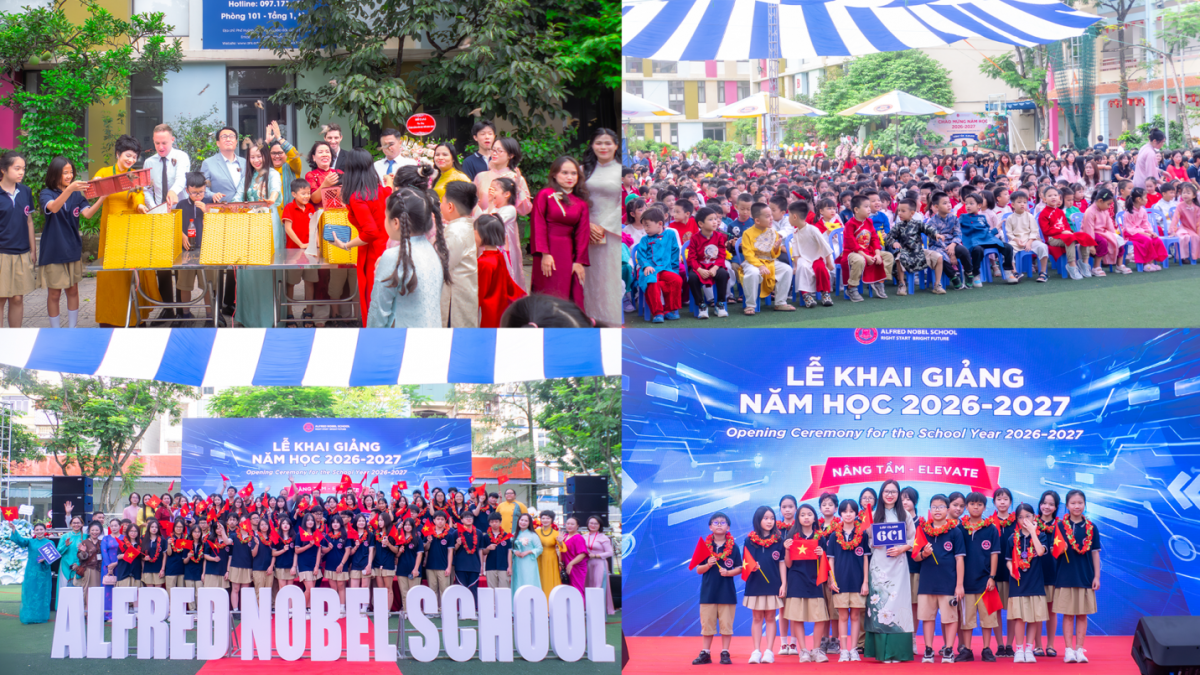 Học sinh trong Lễ khai giảng tại Hệ thống giáo dục liên cấp Alfred Nobel